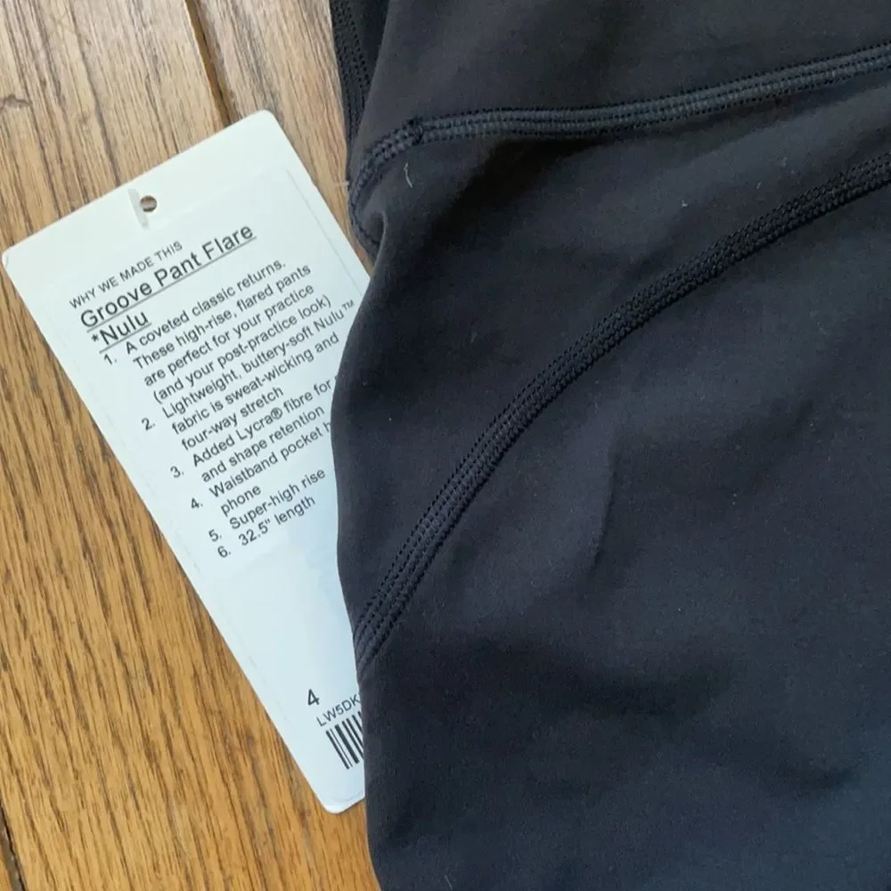 NWT LULULEMON Groove Pant Flare High Waist LEGGING Solid Black SIZE 4 Nulu ALIGN - Picture 12 of 16